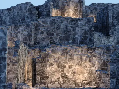 Old castle wall part H Low-poly 3D model