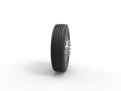 Front custom wheel of semi truck Version 25 Scale 1 to 25 3D print model