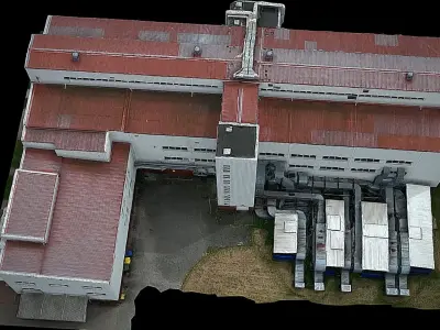 industrial facility factory buildings drone scan 3D model