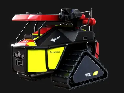 Magirus Wolf R1 Firefighting Fire Robot  vehicle  Low-poly 3D model