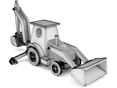 Wooden toy tractor 06 3D model