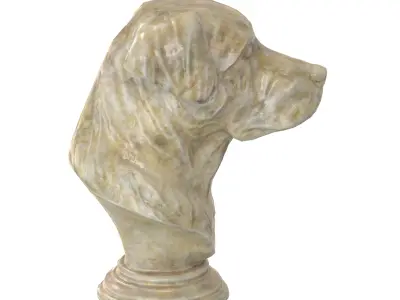 Dog bust marble statues Low-poly 3D model