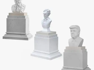  Marble Busts of Presidents on Pedestal Collection 