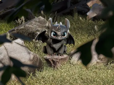 Adorable Baby Dragon Stylized Creature 3D Model Low-poly 3D model