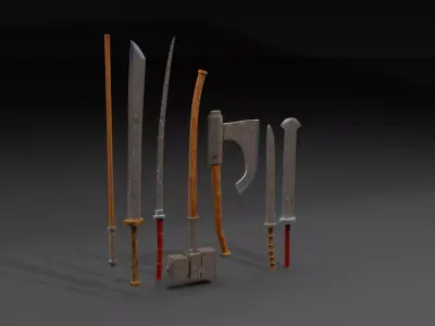 Ancient Melee Weapon Pack Low Poly Game Ready Low-poly 3D model