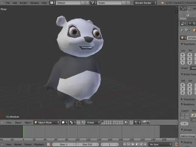 panda made in blender Low-poly 3D model