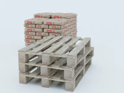 Cement Bags on Pallet Low-poly 3D model purchase