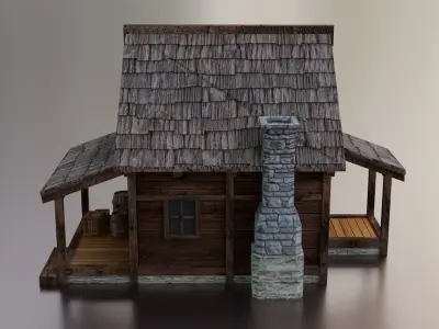Wooden House C Low-poly 3D model