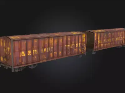 Rusty Boxcars  Weathered Train Cargo 3D model