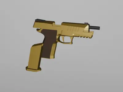 LowPoly Golden Gun Low-poly 3D model