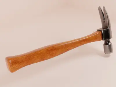  Hammer Tool Metal  wooden handle  Claw Irwin forged metal    Low-poly 3D model
