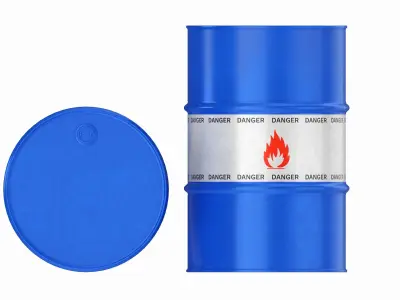Steel oil barrel set blue 3D model