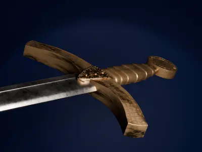 Antique sword engraved Free low-poly 3D model