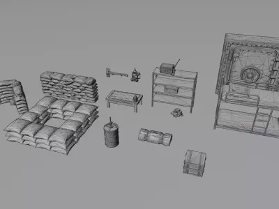 Survivalist Bunker Props Kit  Low-poly 3D model
