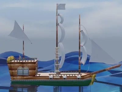 Pirate ship simple Free 3D model