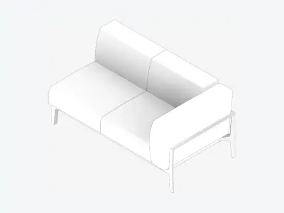 Furniture - Sofa - Contemporary - Oak - Sofa - Left Low-poly 3D model
