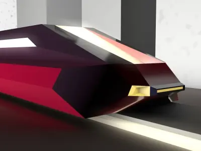 Low poly futuristic 3d vehicle exterior design Low-poly 3D model