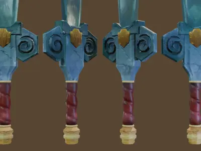 Stylized hand-painted sword Low-poly 3D model