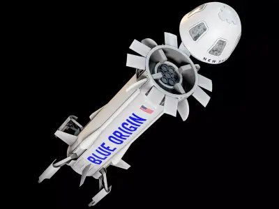 New Shepard Reusable Spacecraft - Blue Origin Spaceship PBR Low-poly 3D model