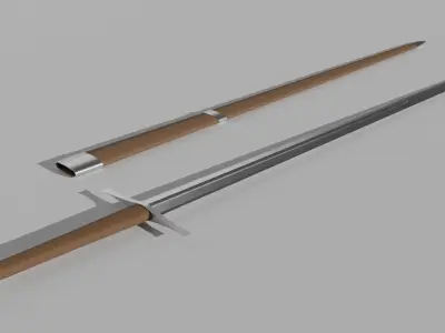 Knightly Longsword Low-poly 3D model