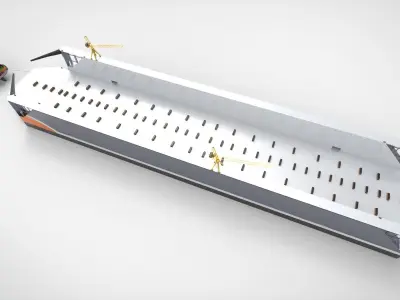 Floating dock with tugboat 3D model