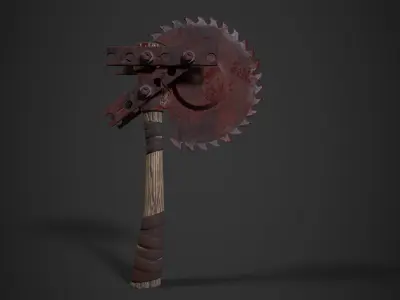 SAW AXE for Zombie games Low-poly 3D model