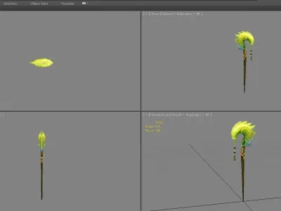 cartoon hairpin - emerald fish Low-poly 3D model