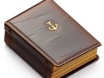 Vintage Leather Book with Anchor Low-poly 3D model