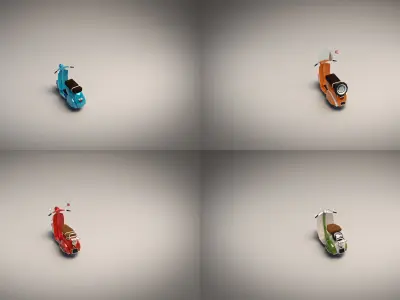 Low Poly Cartoon Scooter Pack