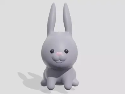Cute gray rabbit  3D model