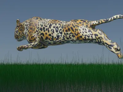 Cheetah Animated Rigged Low Poly Low-poly 3D model