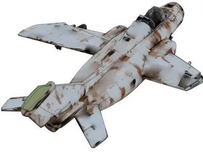 Rusty old fighter in wreckage 3D model