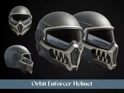 Stylized Interstellar Bounty Hunter Helmet - Orbit Enforcer 3D print model