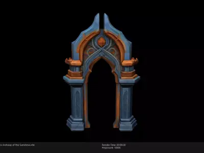 Low Poly Stylized Mystic Archway of the Sunstone Low-poly 3D model