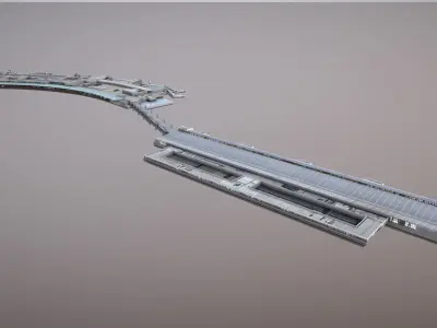 Airport Terminal LEMD Terminal1 Madrid Barajas Airport Low-poly 3D model