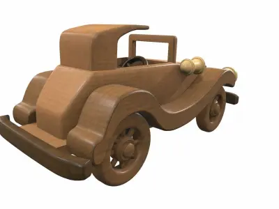 Wooden car toy retro 1 Free 3D model