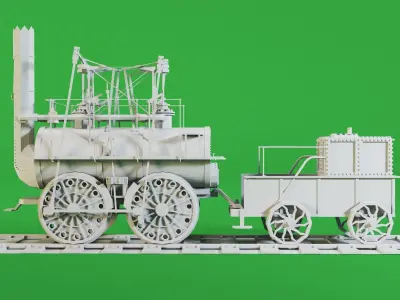 4 Locomotives- High detail 3d models Low-poly 3D model