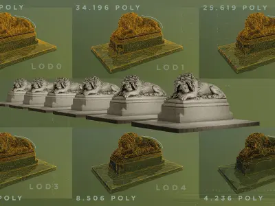 Lion Statue E PBR 4K Free low-poly 3D model