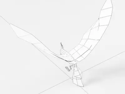 Bird 3d model origami flying in air Low-poly 3D model