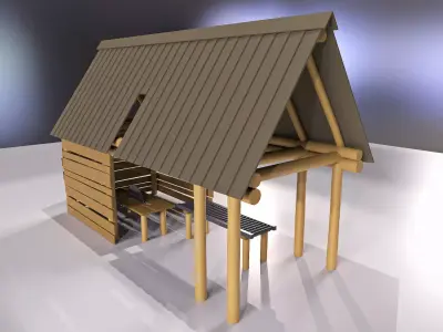 Cartoon-like sawmill Low-poly 3D model