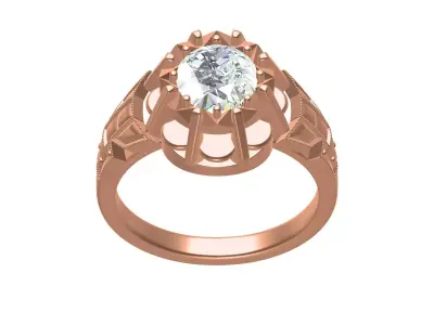 Single Round Stone Cocktail Ring 3D print model