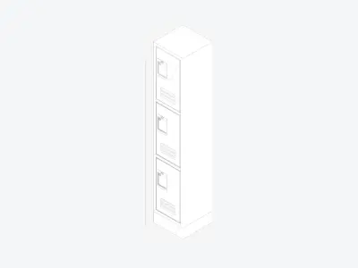Locker - Metal - Locka - Classic Extra - Triple Tier Low-poly 3D model
