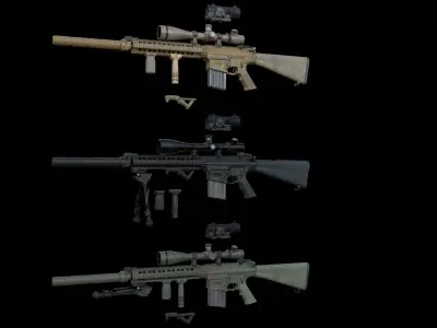 Semi-Automatic Sniper Pack Low-poly 3D model