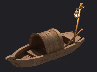 Wooden Boat boat cartoon boat raft 3D model