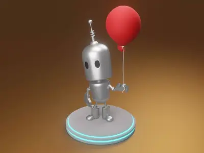 Robot holding balloon Low-poly 3D model
