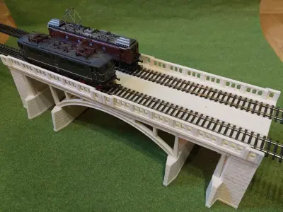 Concrete Double Track Railway Bridge 1-87 FDM 3D print model
