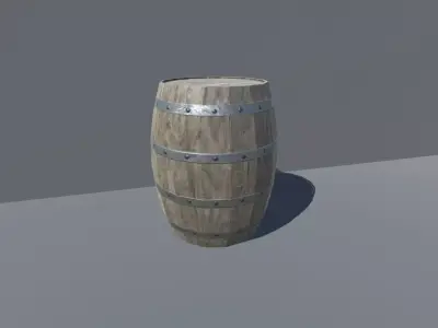 Low-Polygon wooden barrel Free low-poly 3D model