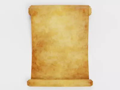 Scroll V2 - Aged Parchment Sheet Low-poly 3D model