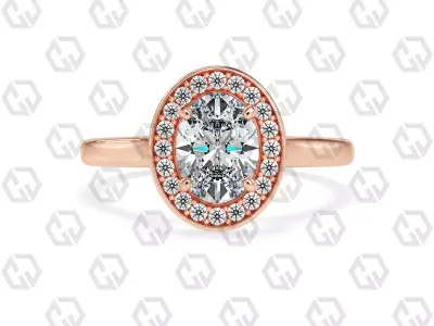 Ring 186 Oval Shape Cathedral Halo with Gems 3D print model