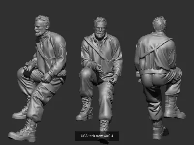 USA tank crew ww2 45 3D Model Collection 3D Model Pack